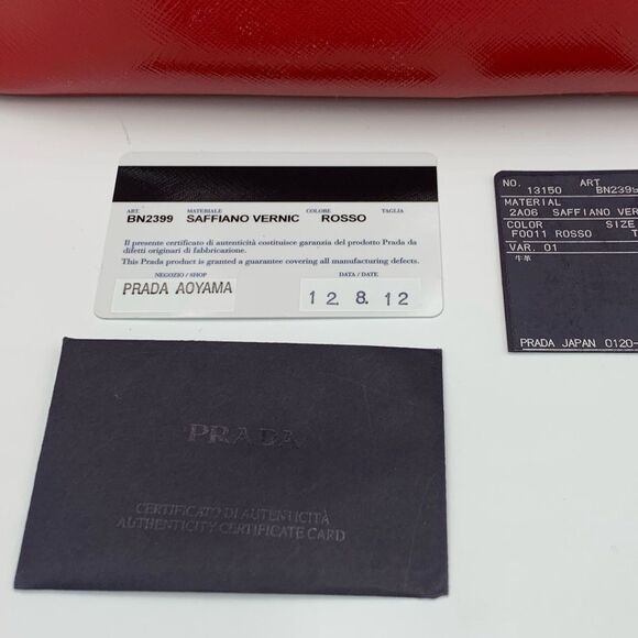 Prada Saffiano Vernice Rosso Red Leather Tote Bag Auth Preloved Patent Purse - Picture 13 of 15